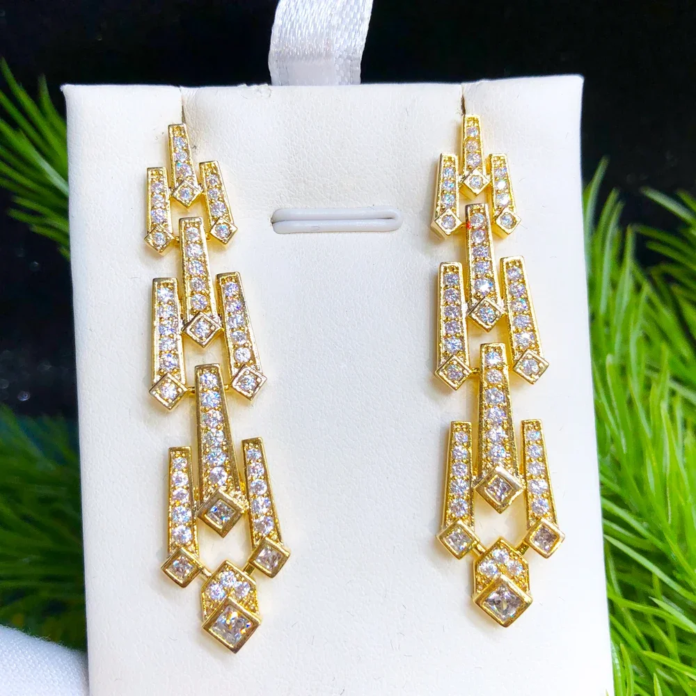 

Kellybola Shiny Original Trendy Long Earrings For Women Fashion Wedding Party Jewelry Ladies Daily Trendy Accessories Hot Sale