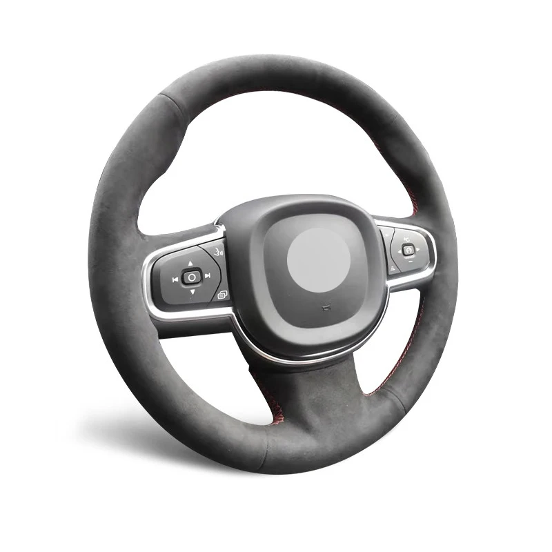 Genuine Leather Suede Steering Wheel Cover Wrap Red Thread Car Accessoires Specifically for VOLVO XC90 S90 XC60 S60 V90 CC