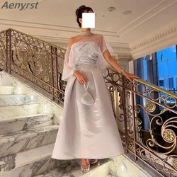 Saudi Arabia Evening Dresses Strapless A Line Prom Gown Beaded Wraps Ruched Floor Length Wedding Party Gowns فساتين مناسبة رسمية