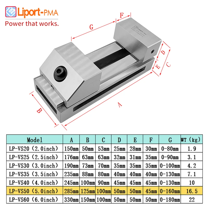 5.0 inch, Fast Moving CNC Vise Machine Vise, Premium Precision Grinding Vise, Hardened Surfaces,Liport-PMA,Taiwan Original