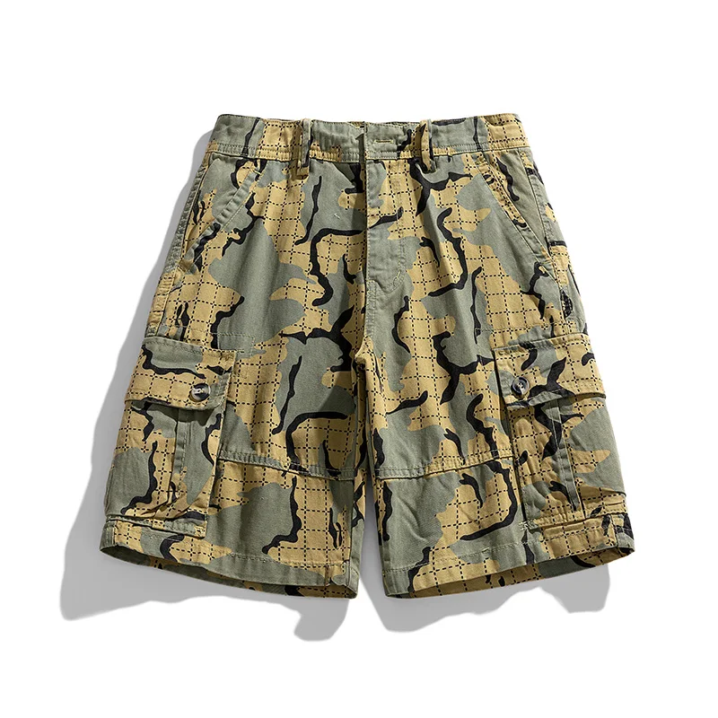 Fashion Street Cargo Shorts Men's Summer 2024 New Loose Straight Casual All-Match Fashion Printed Cropped Pants