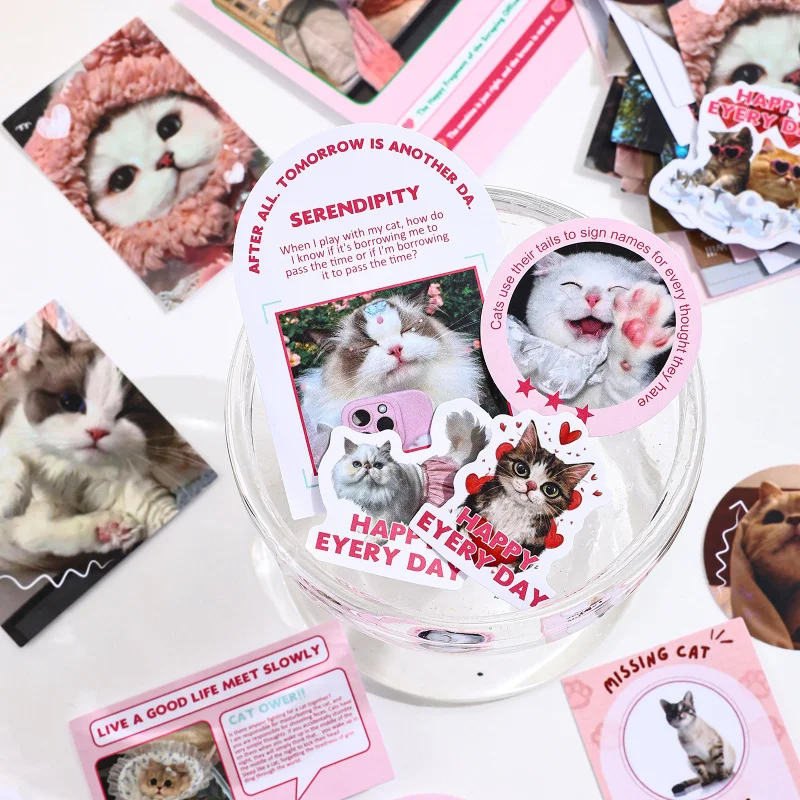 50 Stück/Packung Niedliche Cartoon Haustier Katze Hund Aufkleber, Heilende Tier-Tagebuch-Materialien, Schüler-Tagebuch Notizbuch DIY Deko-Sticker