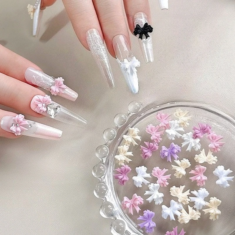 أشرطة الراتنج الملونة لطيف Bowknot سحر ربطة القوس فيونكة الفرنسية محب حساسة العطاء مسمار الفن زينة مانيكير أدوات اكسسوارات