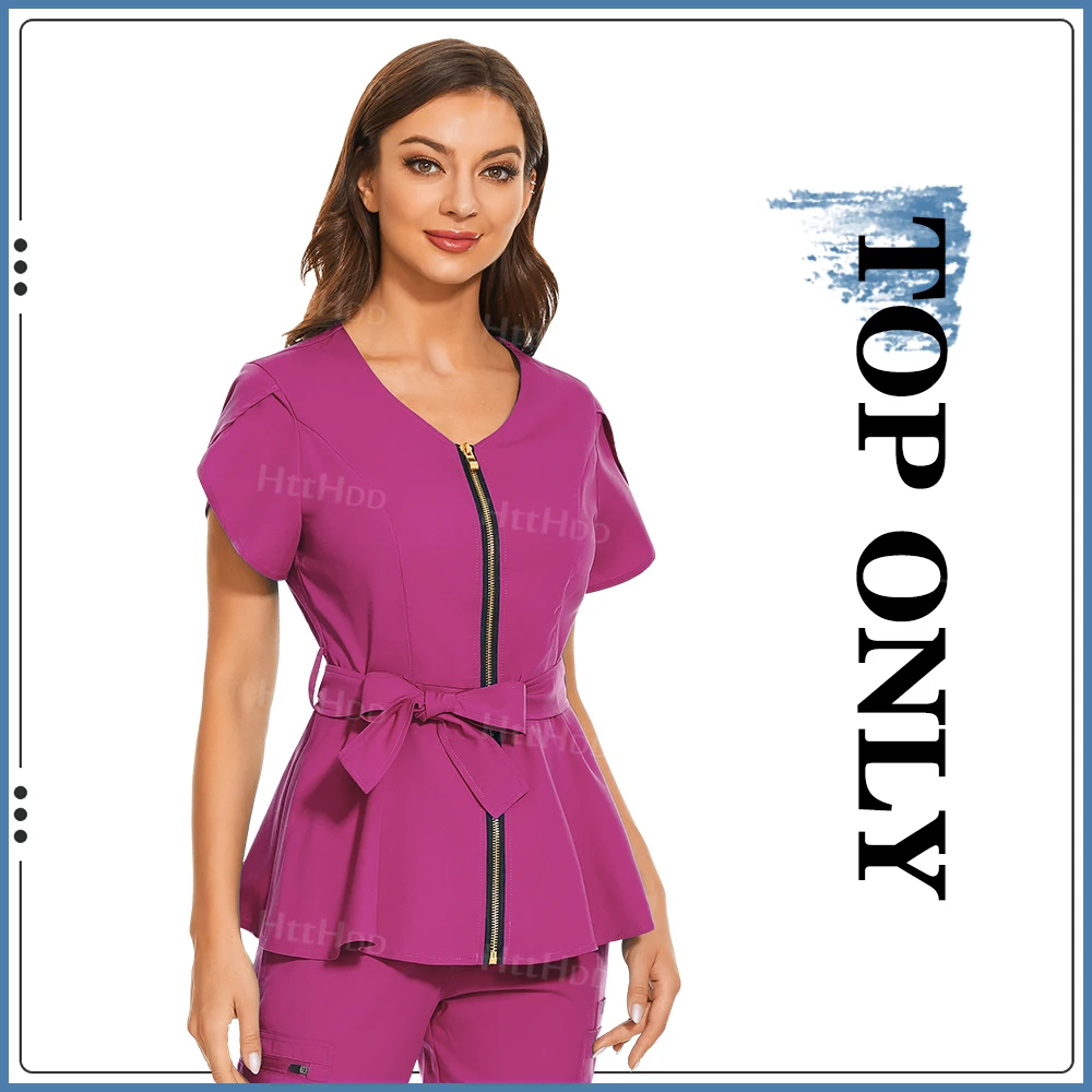 Beauty Spa Uniformen Modisches Kurzarmhemd Hochwertige medizinische Peelings Frauen Veterinäruniform Top Weiche Stilljacke – Detail 7