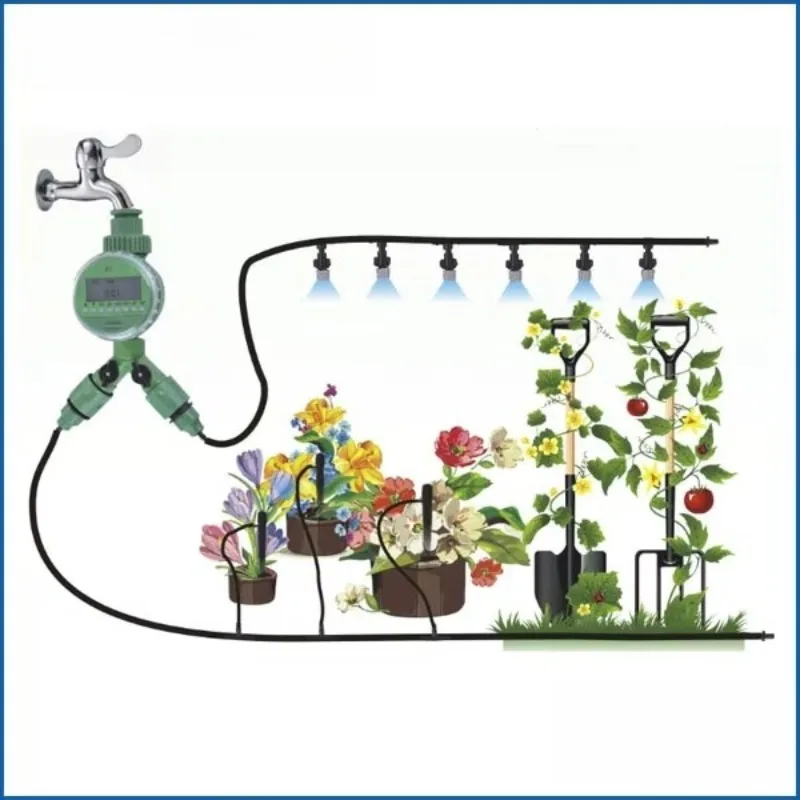 Outdoor Patio New Rolling Packaging High Quality PVC Garden Irrigation Kit Timer Drip Irrigation Kit