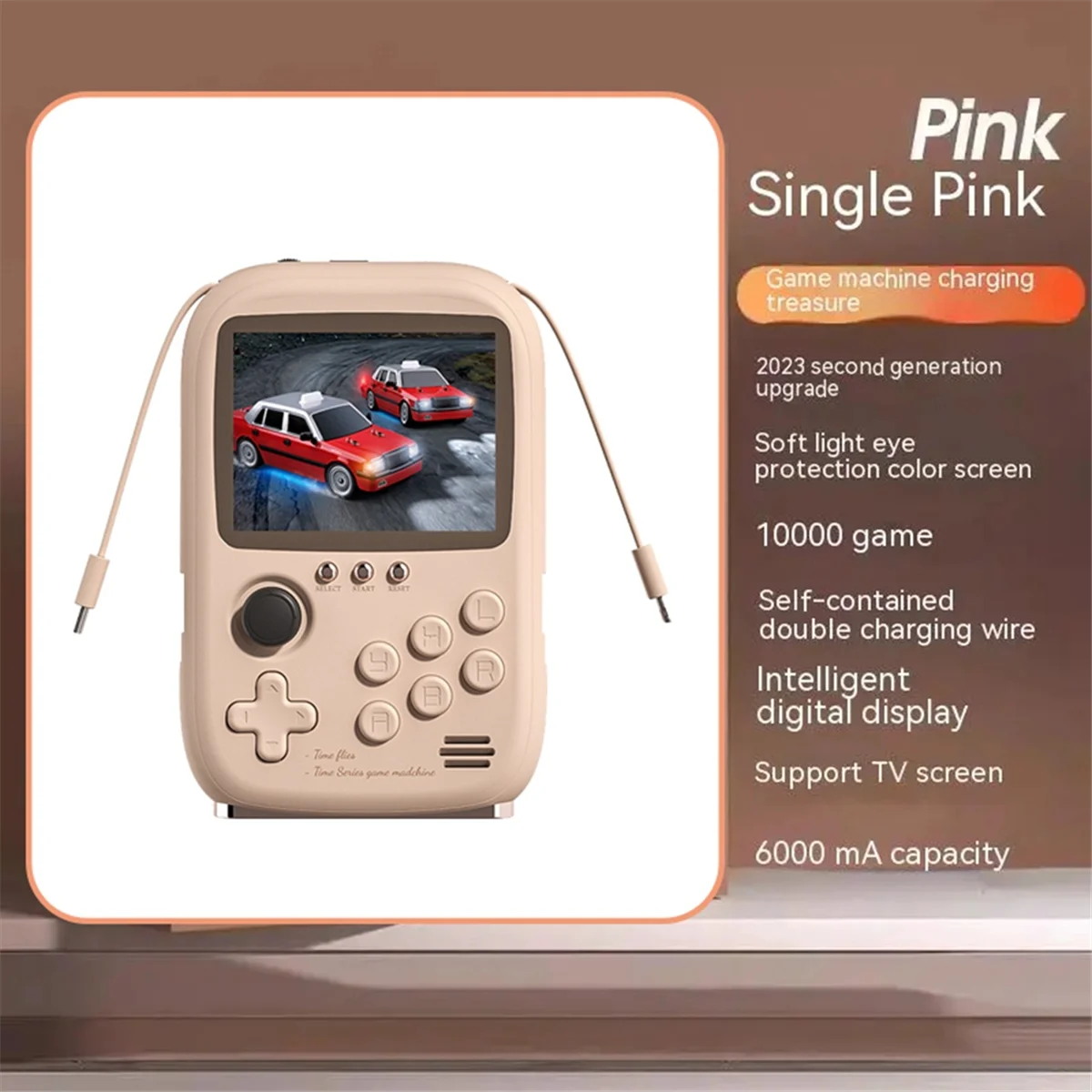 Оригинальная портативная игровая консоль, 10000 + игр, 3,2 дюймовый экран, ретро Ностальгический аркадный портативный мобильный телефон, 6000 мАч, розовый цвет
