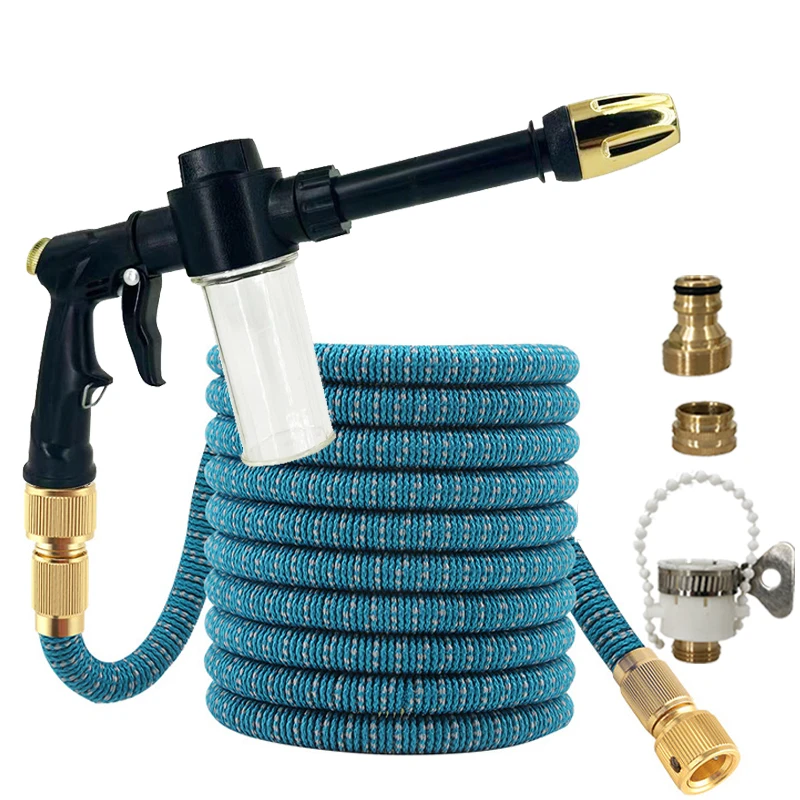High Pressure Foam Water Gun, Equipped With Expandable Hose, Adjustable Mode, Used For Outdoor Cleaning And Garden Irrigation