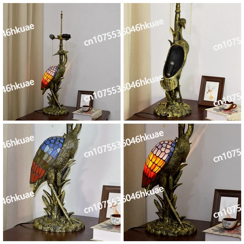 مصباح طاولة زجاجي للكنيسة تيفاني 50 سم - مصباح ديكور فني للرافعة الباروكية الأوروبية لغرفة المعيشة