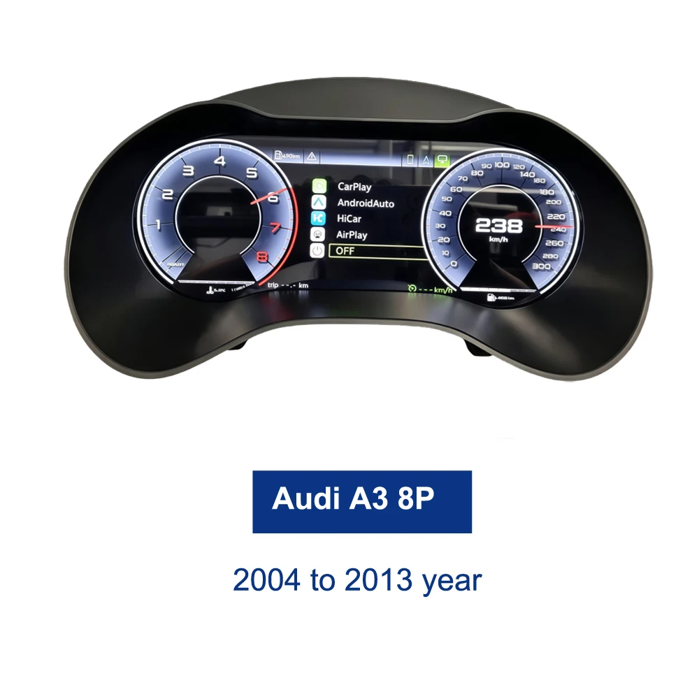Virtual Cockpit Digital Speedometer for Audi A3 8P LCD  Instrument Dashboard Panel from 2004 to 2013 year