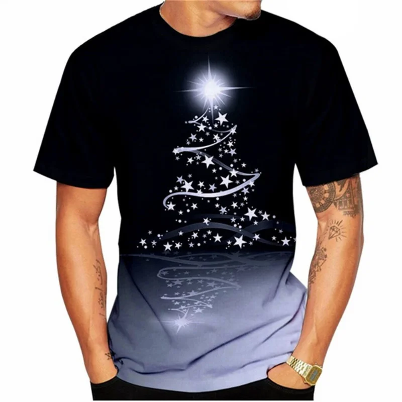 

X'mas New Year T-Shirt For Men Funny Christmas Tree Pattern 3D Printed Tees Casual Loose O-Neck Short Sleeve T Shirts Unisex Top