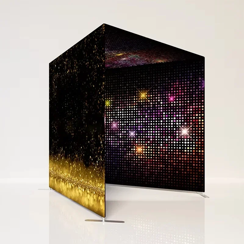 custom 3 sided camera tension stand background photography backdrops for event  photobooth light wall