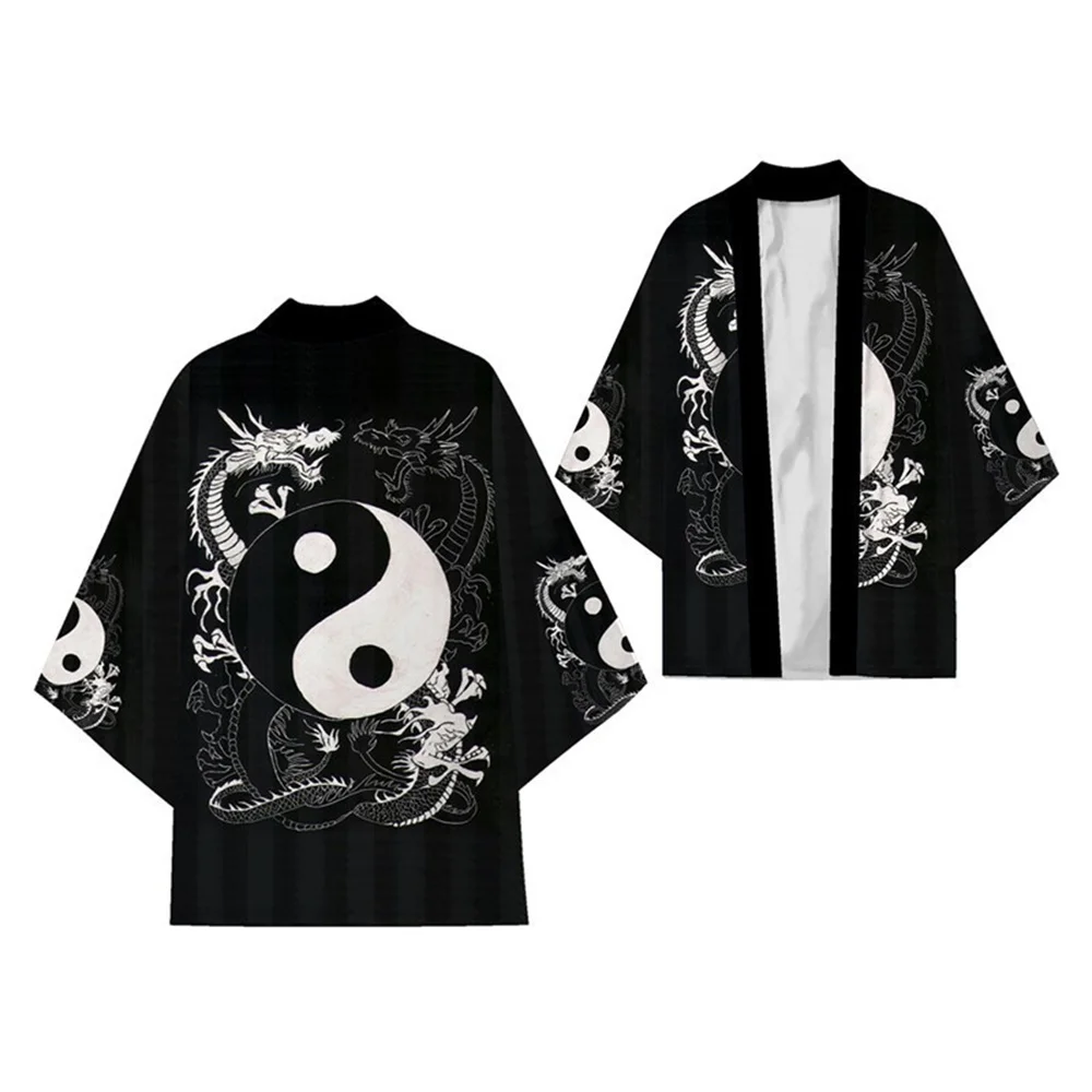 Chemise traditionnelle Kimono Taichi Print Haori pour hommes et femmes, vêtements Harajuku, mode japonaise, cardigan Streetwear, Yukata