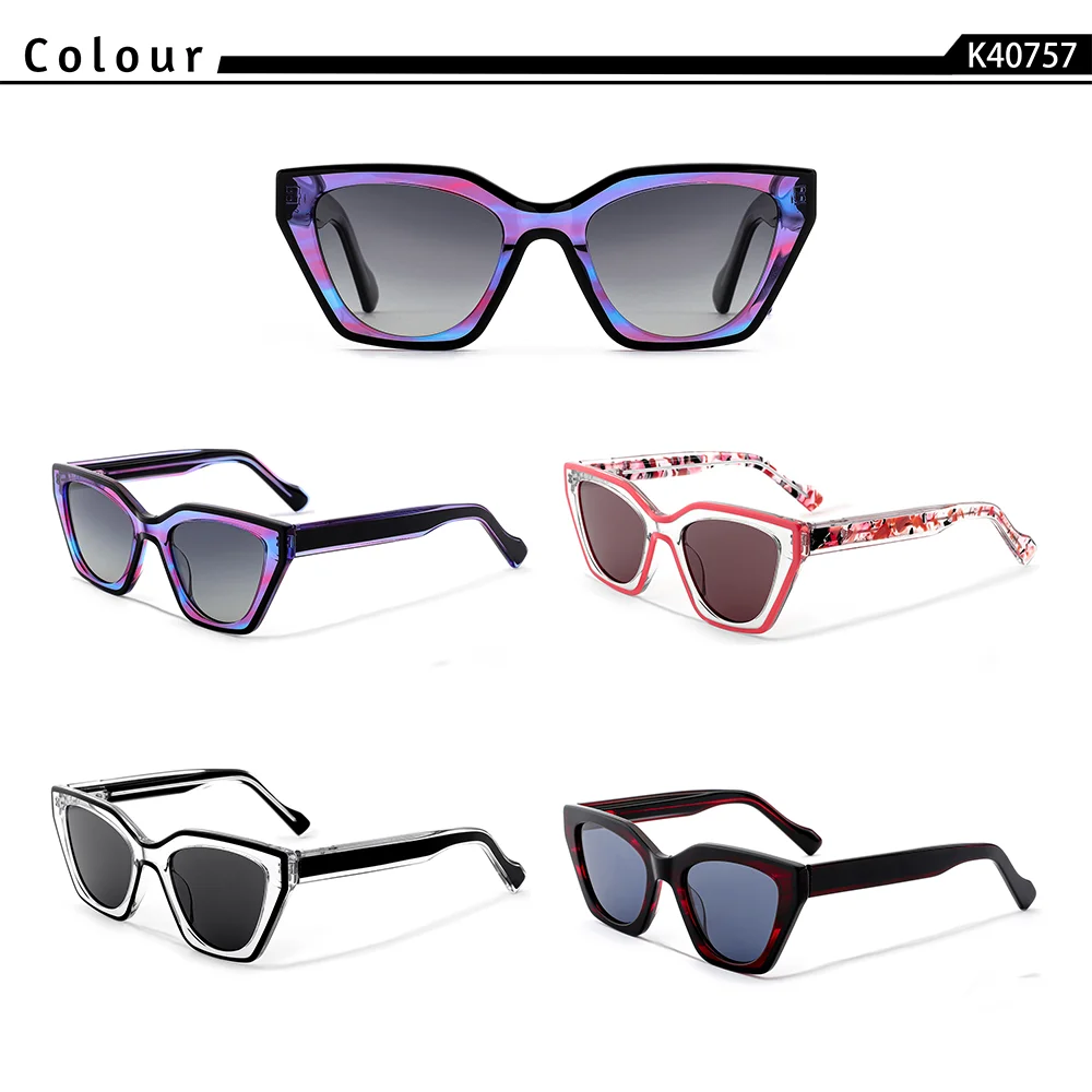 CATERSIDE Damen Mode Polarisierte Sonnenbrille Luxus Acetat Katzenaugen-Rahmen Herren Outdoor Sport Fahr- und Dekorationsbrille UV400 – Detail 1