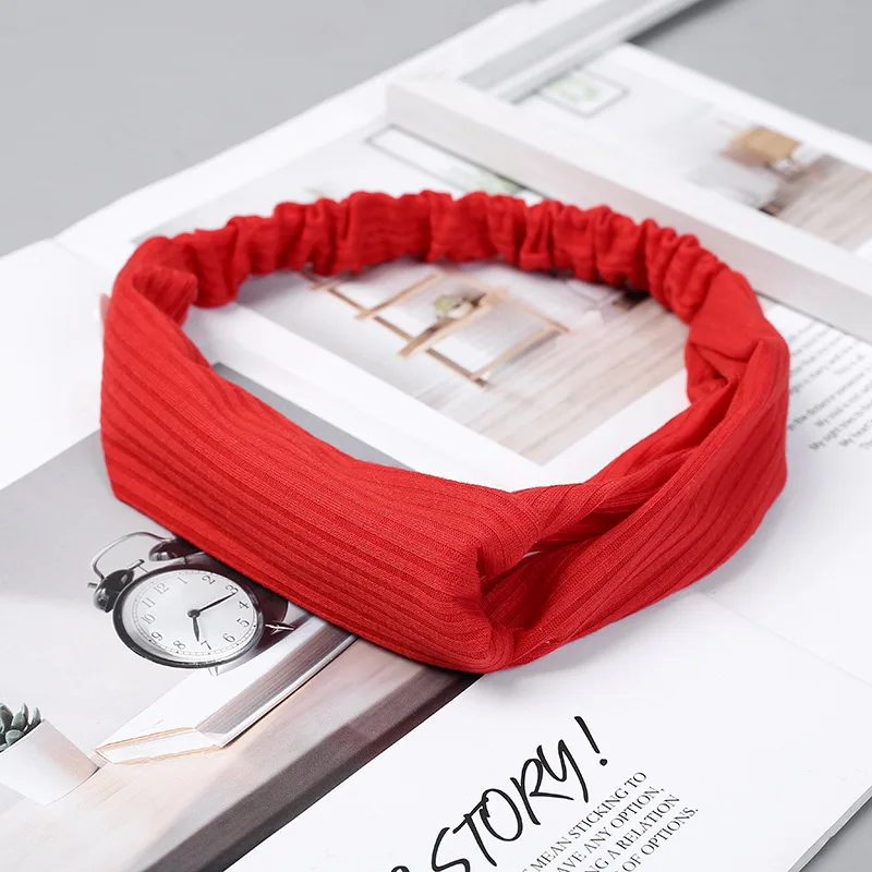 Vintage Suede Soft Cross Knot Elastic Headband for Women Girls Summer Soild Color Turban Bandanas Hair Bands Hair Accessories