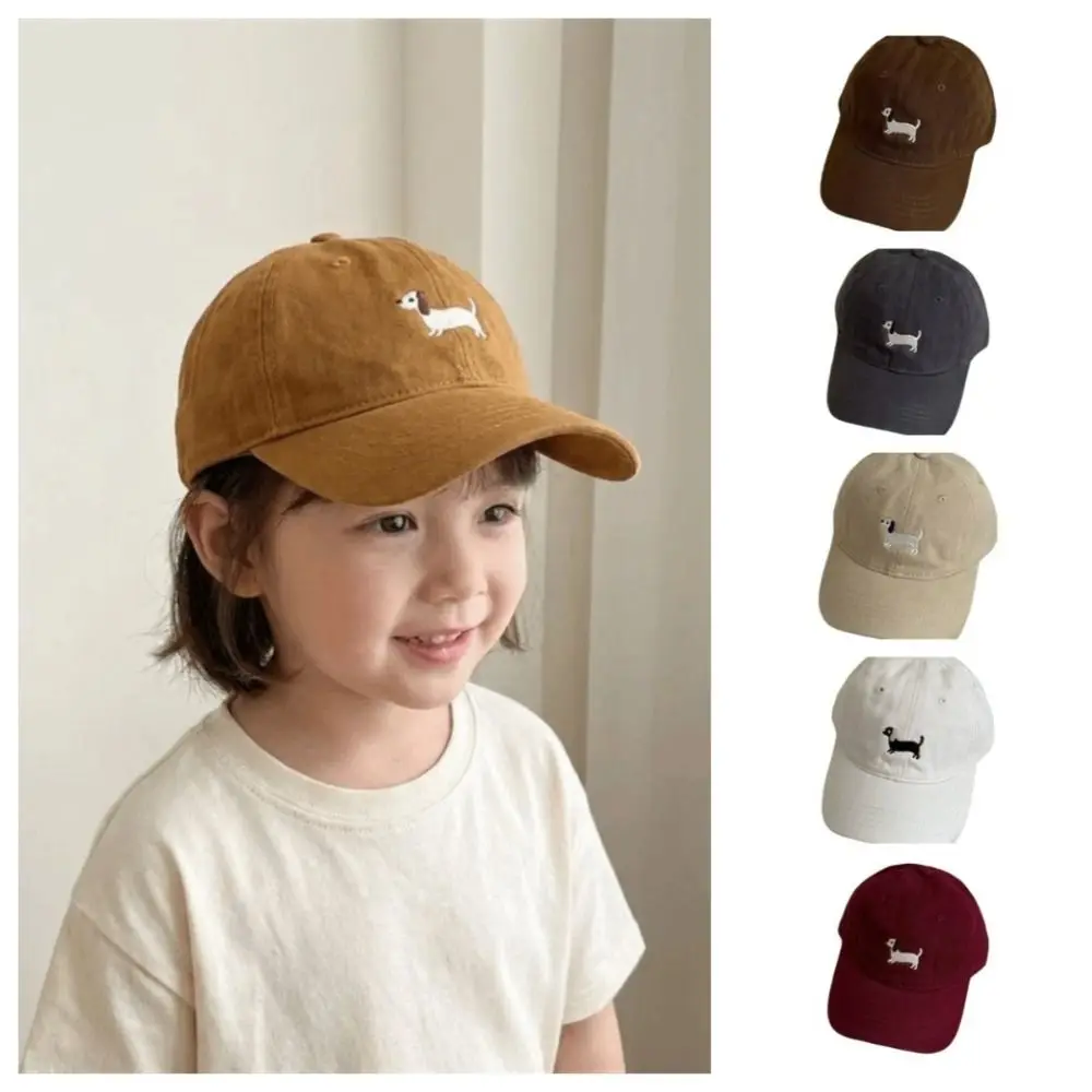 

Fashion Solid Color Baby Baseball Cap Korean Style Cartoon Animal Sun Hat Embroidery Sunscreen Children Peaked Cap Kids