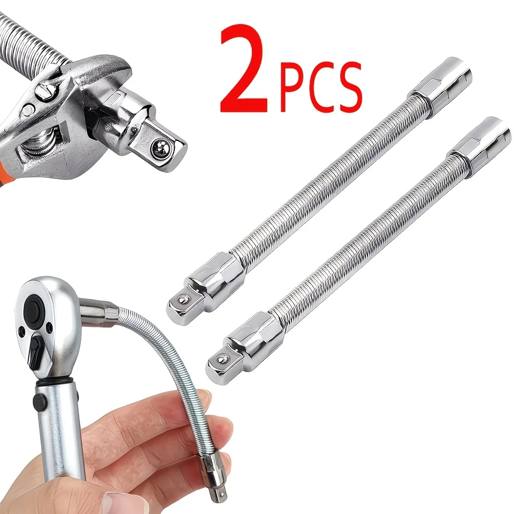 2Pcs Socket Extension Rod Flexible Universal Connecting Rod Bendable Flexible Shaft for Multi-Angle Use Repair Tool