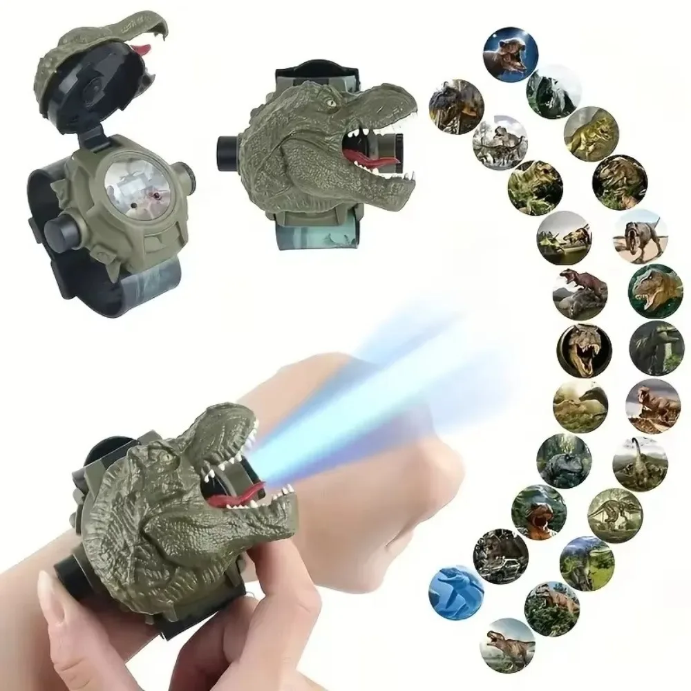 3D Dinosaur Cartoon Toy Watches Flip 24 Projection Student Wristwatches Luminous Digital Clock Children's Watches Birthday