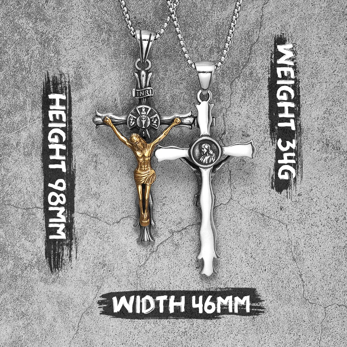 INRI Jesus Cross Religon Amulet Stainless Steel Men Women
