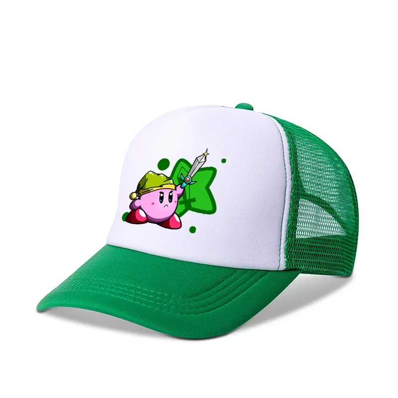 Kirbys boné de beisebol bonito anime chapéu de pico para crianças adulto verão respirável guarda-sol bonés moda casual acessórios meninas presente