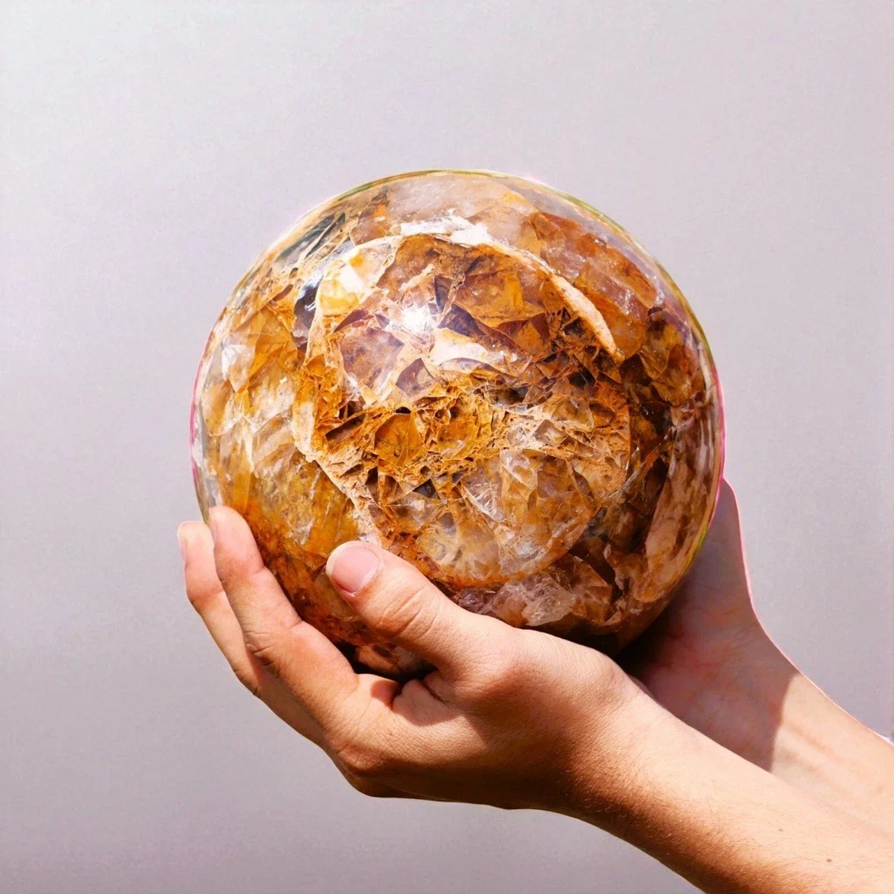 Natural Fire Quartz Crystal Sphere, For Spiritual Healing, Decoration, Purification, Meditation, As a Gift.