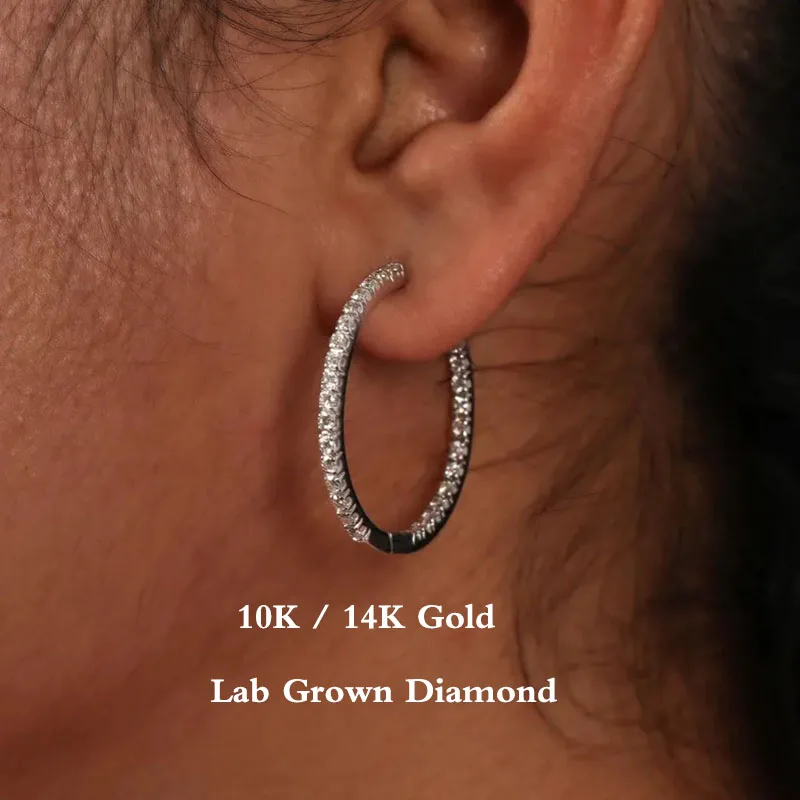4CTW Round Cut Lab Diamond Inside Out Hoop Earrings 14K/10K Gold Earrings For Women Gift For Her