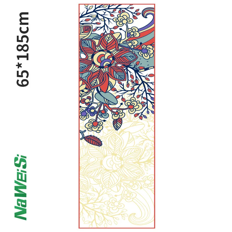 

High Absorbency Microfiber Yoga Pad Cover 63x185cm Double Fleece Stylish Print Soft Ventilate Foldable Pilates Sport Accessory