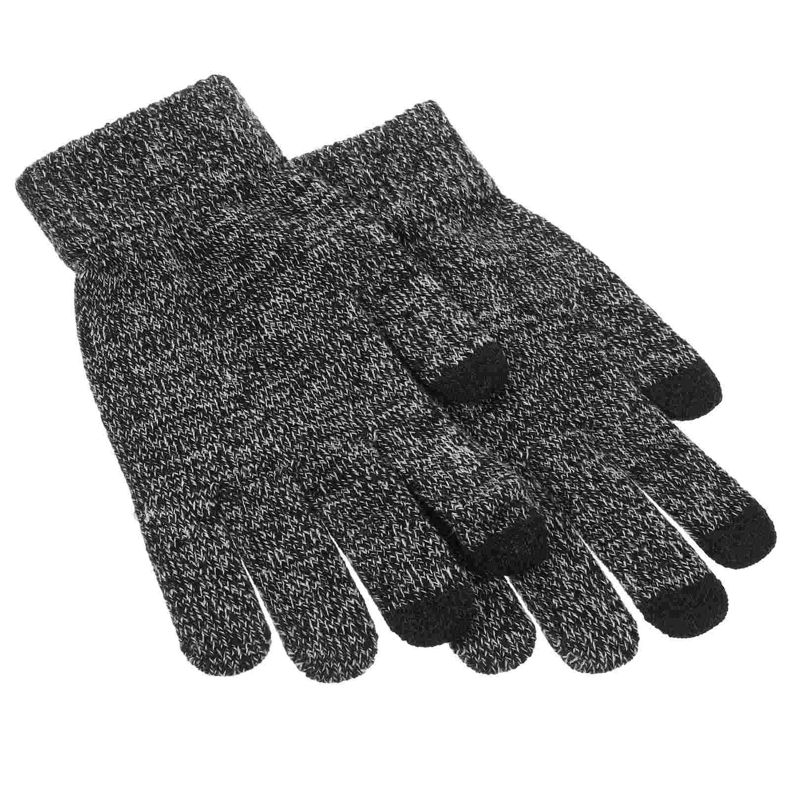 Autumn and Winter Knitted Gloves Men Running Warm for Cold Weather Gym Full Finger