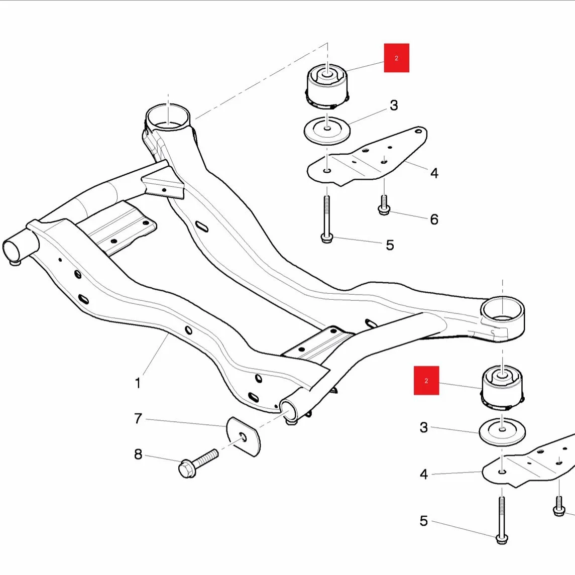 2PCS Front Axle Beam Mount Rubber Bushing For Bentley Mulsanne 2011- 3Y0399419