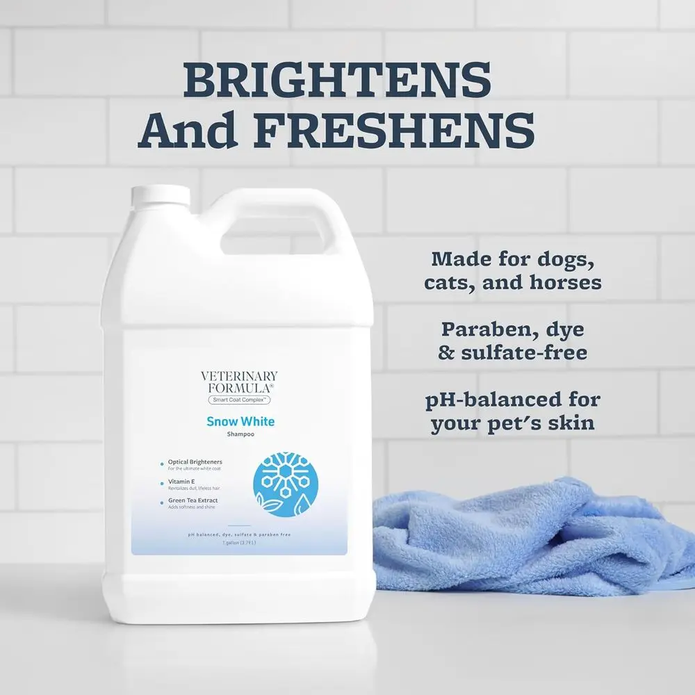 Smart Coat Complex Snow White Shampoo for Dogs and Cats, 128 Fl oz / 1 Gal – Gently Remove Stains & Yellowing Without Bleach/Per