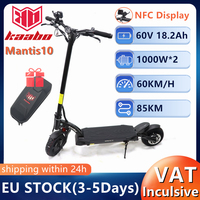 EU Stock KAABO Mantis 10 Plus 60V 18.2Ah 2000W Motor Electric Scooter V3 with Headlight NFC Display Kickscooter 10*2.5inch Tire