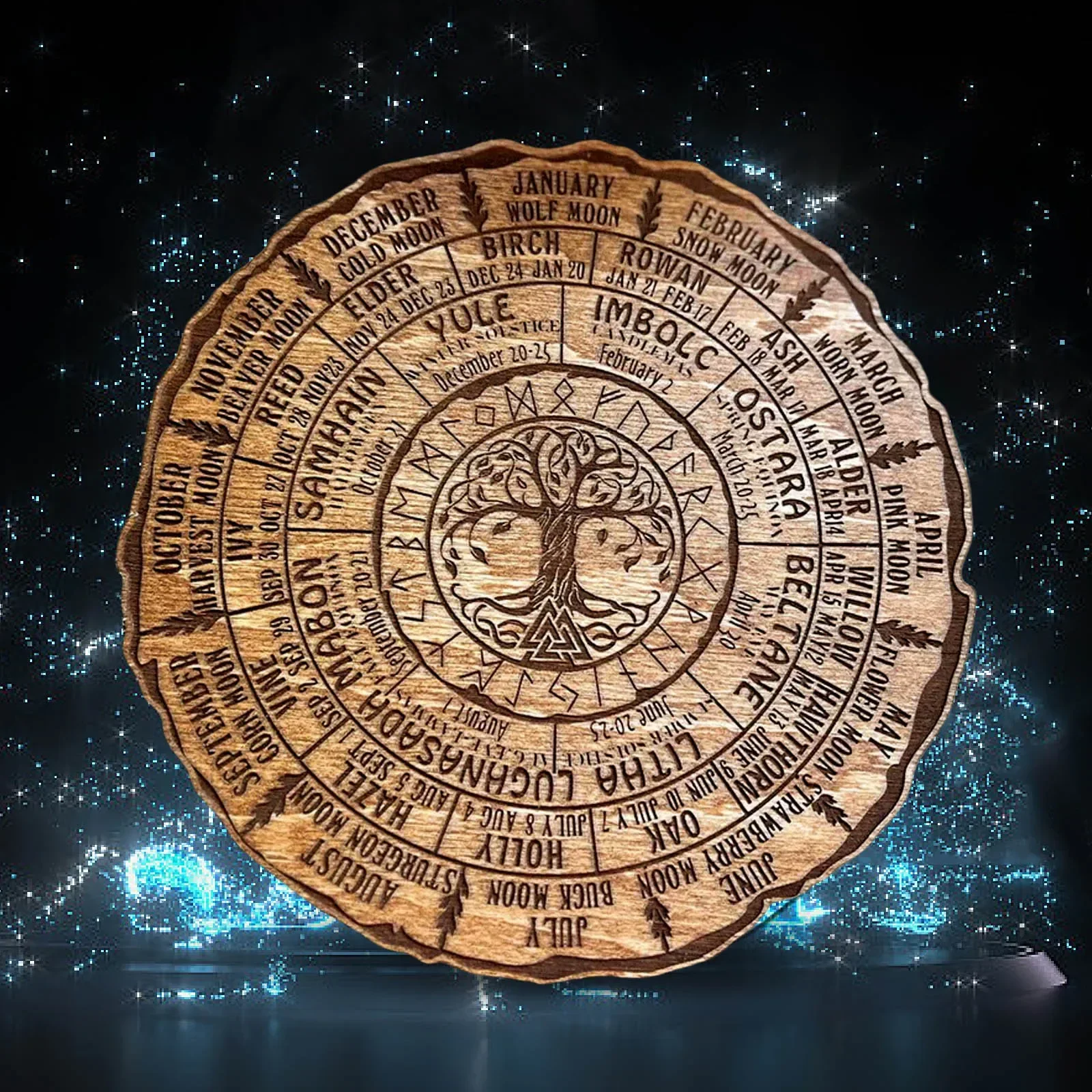 Tree Calendar Wheel Of The Year Wood Sign Tree Of Life Calendar Witchcraft Witchy Planner Witch Altar Wall Calendar Food