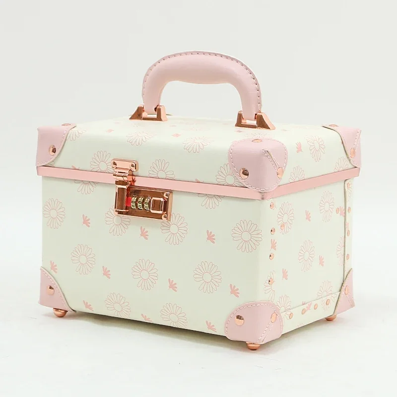 여성 메이크업 아티스트 뷰티 화장품 정리함 비밀번호 핑크 여행 가방 전문 화장품 가방