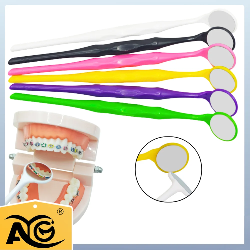AG 134℃ Autoclavable 10pcs/Box Oral Tooth Whitening Dental Double Sided Mouth Mirrors Surface Exam Reflectors With Handle