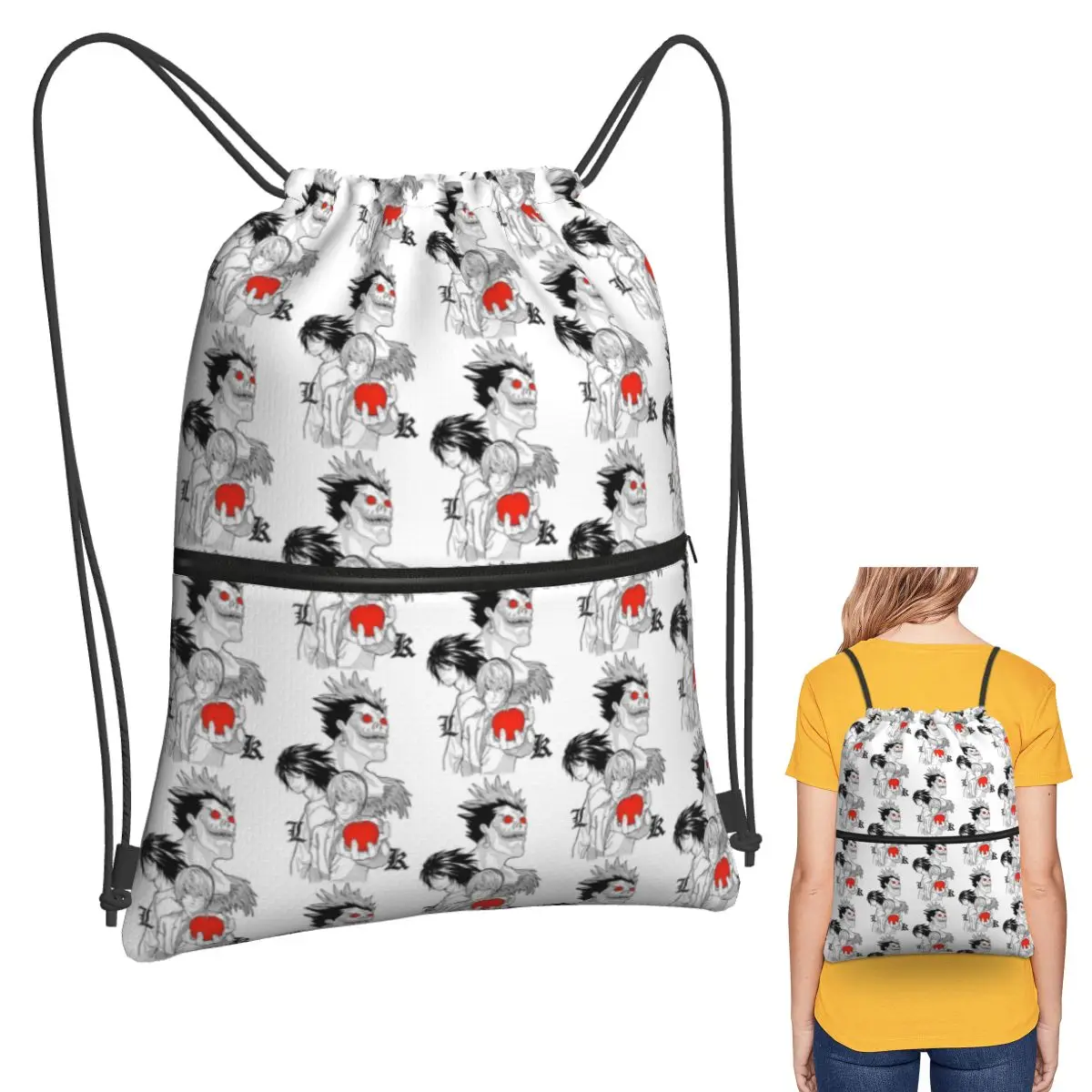 Death Book Death Note Anime Backpacks Multi-function Drawstring Bags Sports Bag Book Bags for Man Woman School