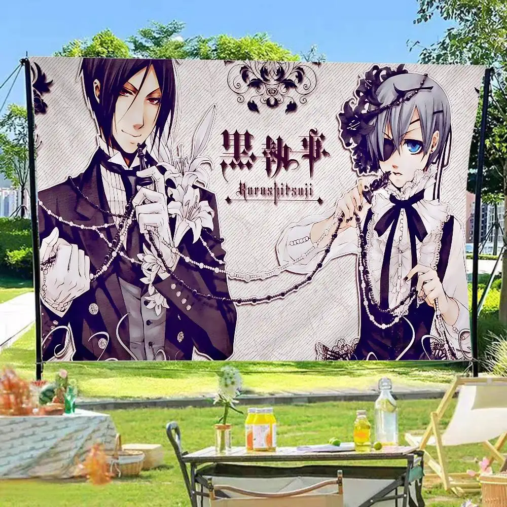 Anime Black Butler Popular Creative Pattern Hanging Flag Polyester Printed Banner Hand Pulled Flag