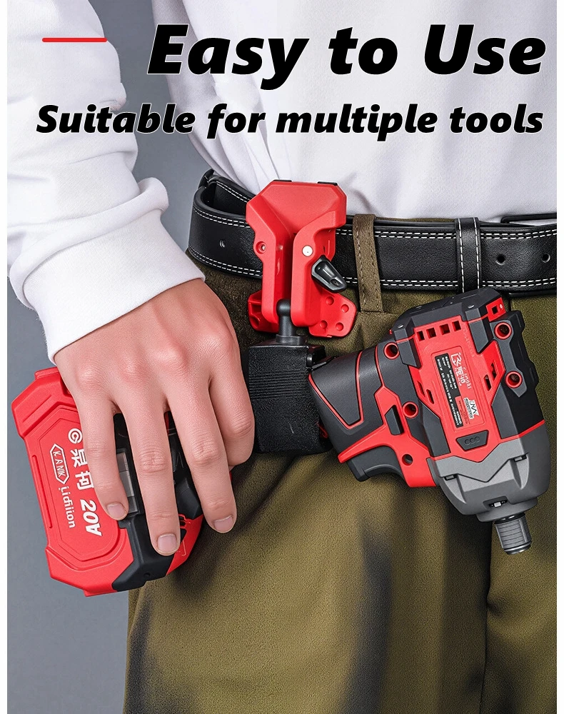 High-Hardness Self-Locking Drill Holder with Belt Clip Quick Release Power Tool Waist Holster Thickened Portable Storage