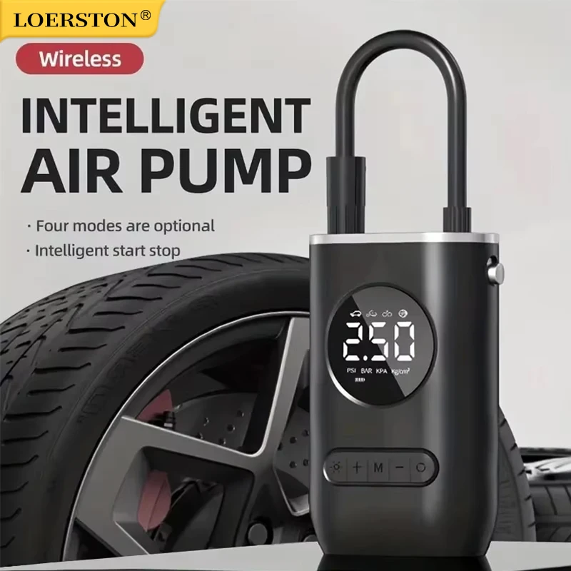 

Портативный мини-насос для шин с электроприводом, беспроводной, с цифровым дисплеем и функцией зарядки.