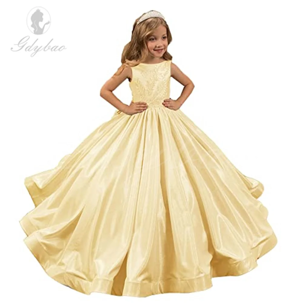 Flower Girl Dresses for Wedding 2023 Princess Glitter Sequined Pageant First Communion Dresses with Bow