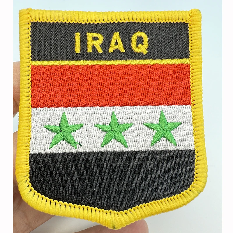 10-100PCS 7x6cm Iraq Shild Shape Flag Embroidery Patches Iron on Saw on Transfer patches Sewing Applications for Clothes