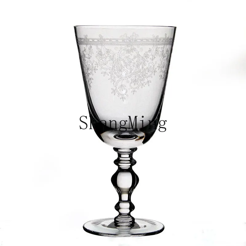 

PYH retro goblet etching pattern wine glass restaurant beverage juice niche medieval red wine glass