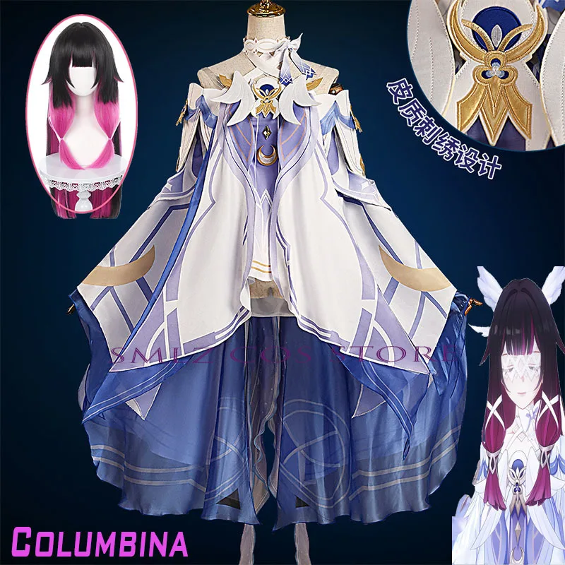 

Columbina Косплей Игра GenshinImpact Damselette Костюм Платье Парик Комплект Хэллоуин Карнавал Рождество Ролевая Игра Наряд для Женщин