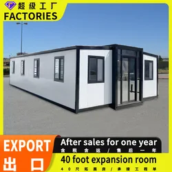 Export European Style Expandable House Prefabricated 40ft Container House Office Resident Double Wing Extension House