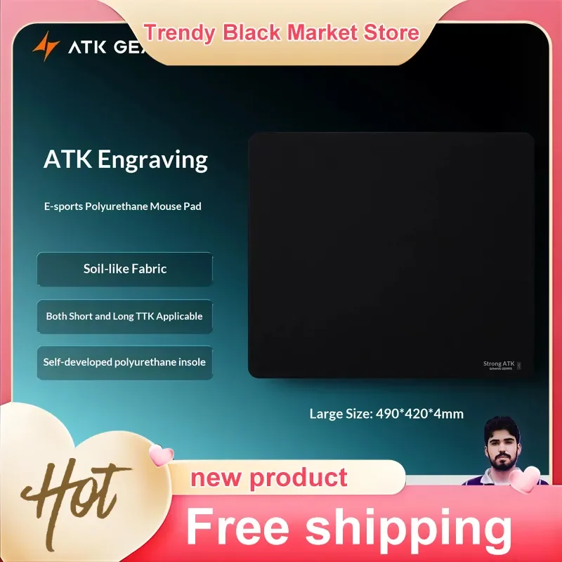 Atk Lie Gaming Mouse Pad Large 490×420mm Xsoft Pu Base Neutral Balanced Surface E-Sports Mousepad For Fps Game 3 Colors