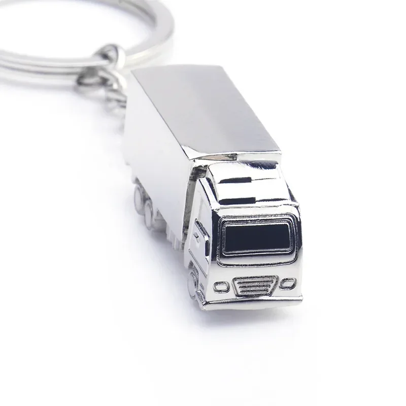 Creative Metal Car Truck Keychain Car Style Cartoon Truck Keychain Auto Keychain Big Truck Keychain Silver Key Rings Accessories