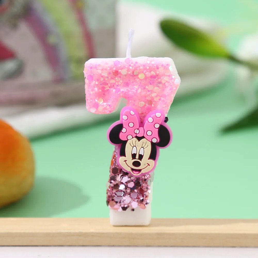 جديد ديزني أنيمي ميني ماوس شمعة رقمية Kawaii الوردي ميني ماوس الأطفال تحت عنوان شموع الحفلات الوردي فتاة هدايا الحفلات #5