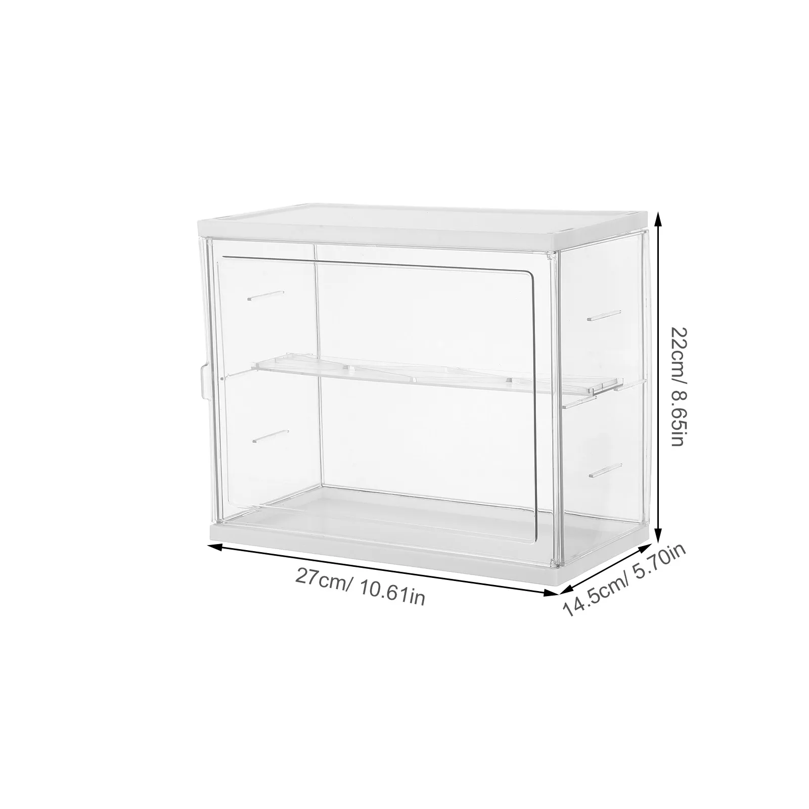 2-Tier Clear Acrylic Display Case Stackable Adjustable Shelf Box Dustproof Protective Stand for Mini Figures Display Storage