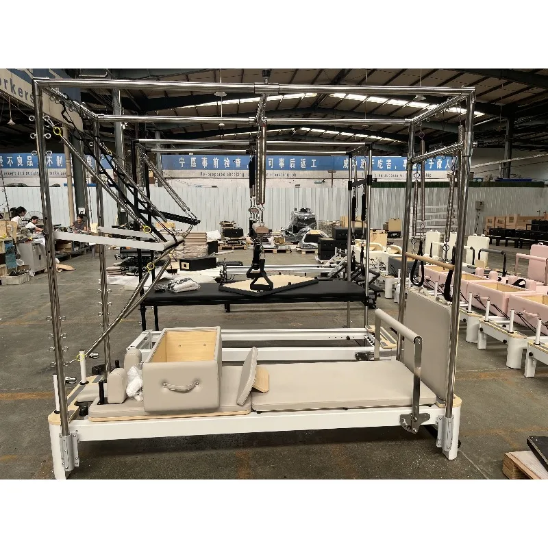 YTYIN طاولة ترابيز محمولة تجارية معدنية بيضاء من الألومنيوم بيلاتيس المصلح #4