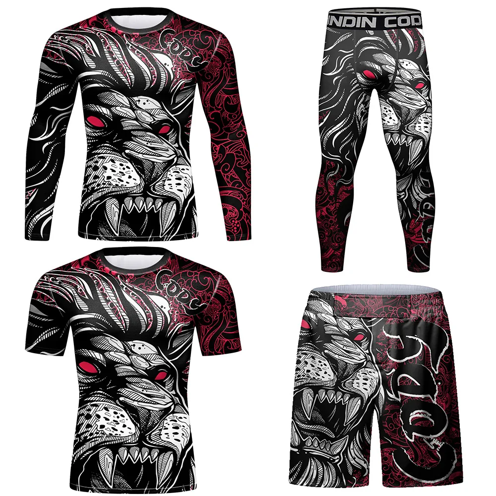 Mannen Training Sportpak Compressie Gym Set Boksen Muay Thai Jiu Jitsu Mma Sportkleding Hardlooptraining Trainingspak Mannen