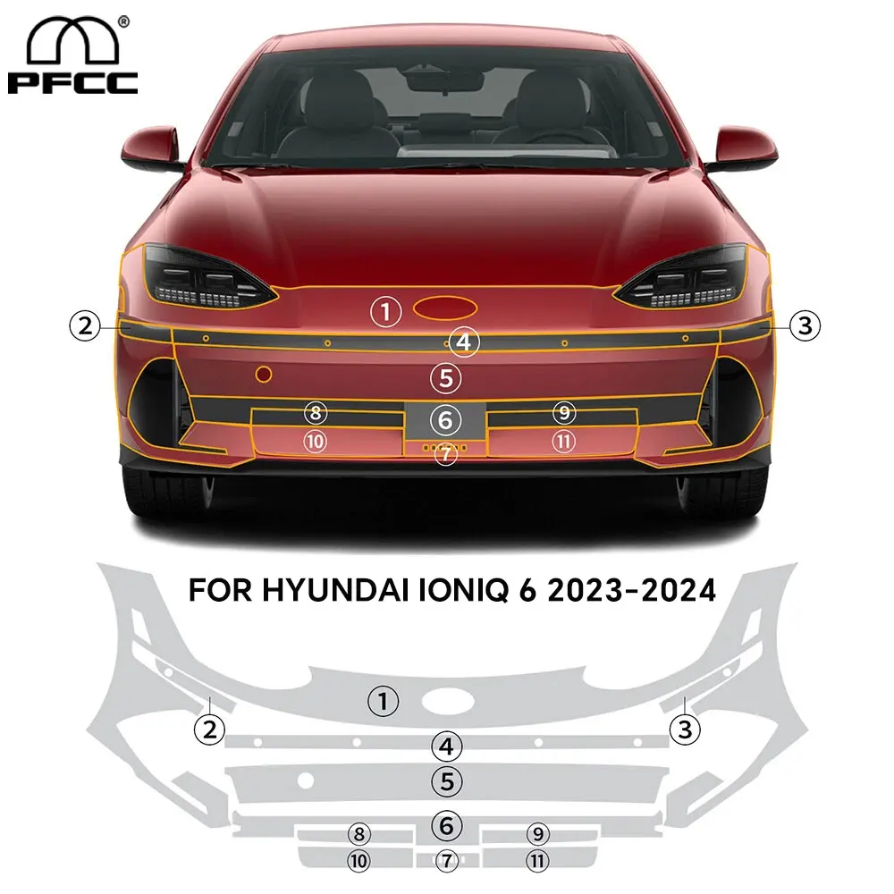 

Пользовательский для Hyundai IONIQ 6 2023-2024, предварительно вырезанная защитная пленка для переднего бампера, PPF, ТПУ, защита от царапин, внешний прозрачный комплект
