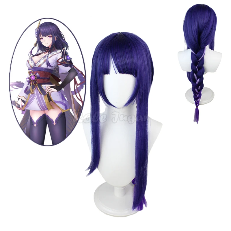 

Game Genshin Impact Cosplay Raiden Shogun Wig for Women Purple Long Hair Genshin Baal Cosplay Party Braids Heat Resistant Wigs